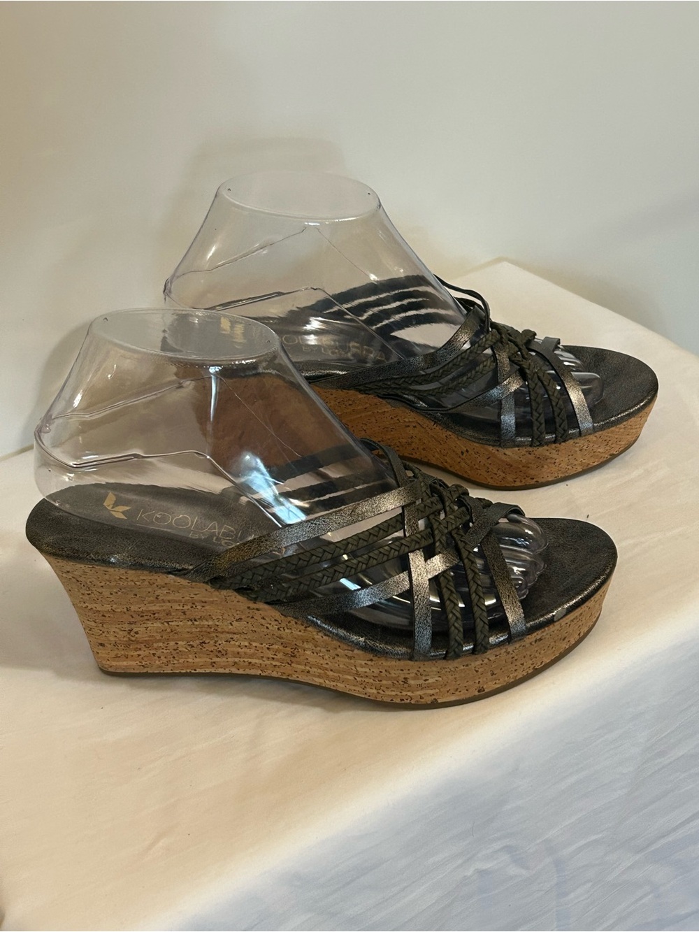 UGG Koolaburra Metallic leather strap Cork Wedges in size 8